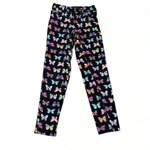 Disney Girls Butterfly Novelty Print Long Slim Jeans Pants SZ S (6-6x) # 1081